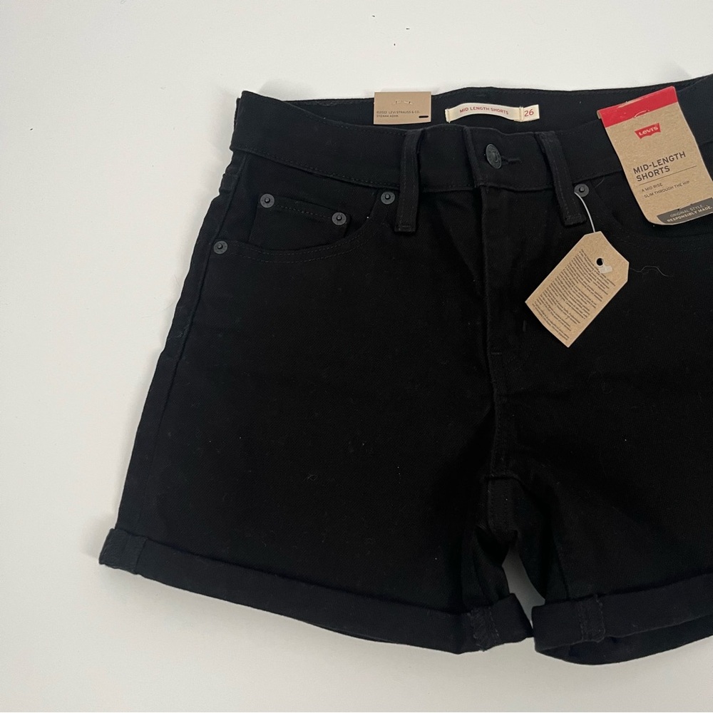 Levi's Mid-Length Shorts Mid Rise Black Denim Shorts 26 - Picture 3 of 11